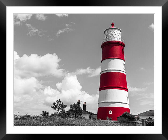 Happisburgh Lighthouse  in monochrome Framed Mounted Print by Clive Wells