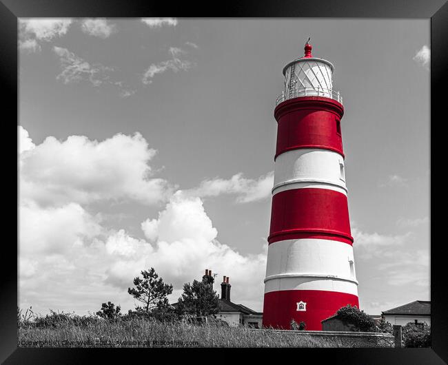 Happisburgh Lighthouse  in monochrome Framed Print by Clive Wells