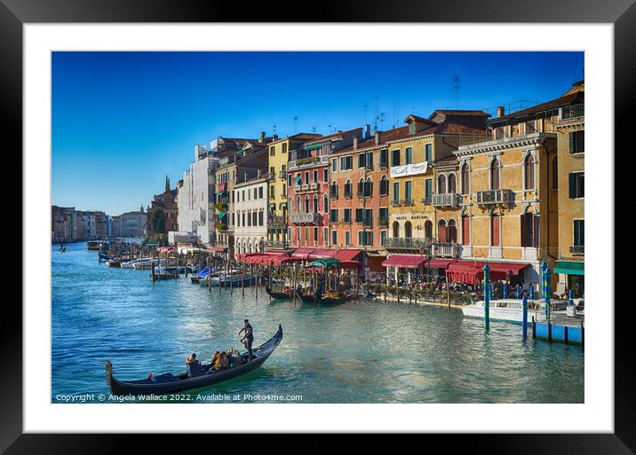Grand Canal with gondola  Framed Mounted Print by Angela Wallace