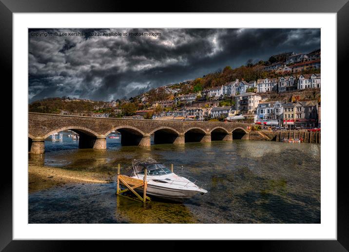 Looking across the river bridge into East Looe (Cornwall) Framed Mounted Print by Lee Kershaw