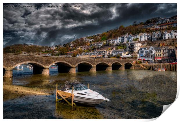 Looking across the river bridge into East Looe (Cornwall) Print by Lee Kershaw