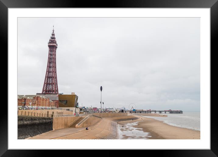 Blackpool Tower next to the Central Pier Framed Mounted Print by Jason Wells