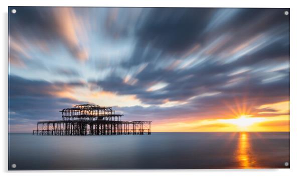 Brighton West Pier, Sunset Acrylic by Mark Jones