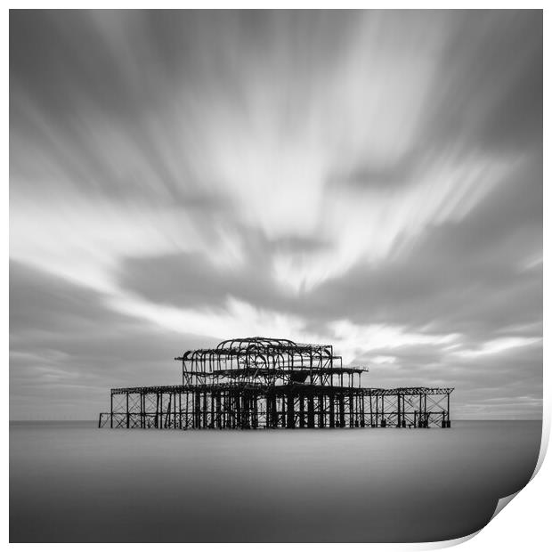 Brighton West Pier, Monochrome Print by Mark Jones