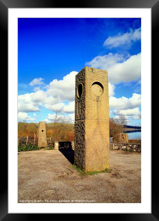 Carsington Water standing stones, Derbyshire. Framed Mounted Print by john hill