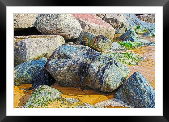 Seaweed Left on Rocks Framed Mounted Print by GJS Photography Artist