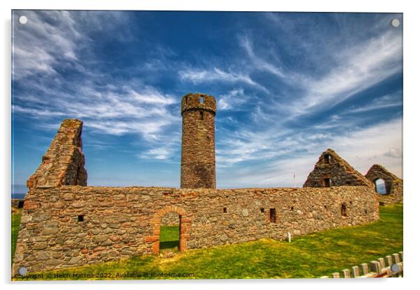 Peel Castle ruins St Germans' Cathedral Isle of Man 1 Acrylic by Helkoryo Photography