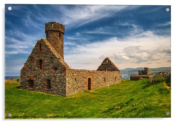Peel Castle ruins St Germans' Cathedral Isle of Man 2 Acrylic by Helkoryo Photography