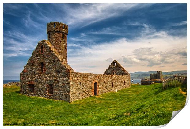 Peel Castle ruins St Germans' Cathedral Isle of Man 2 Print by Helkoryo Photography