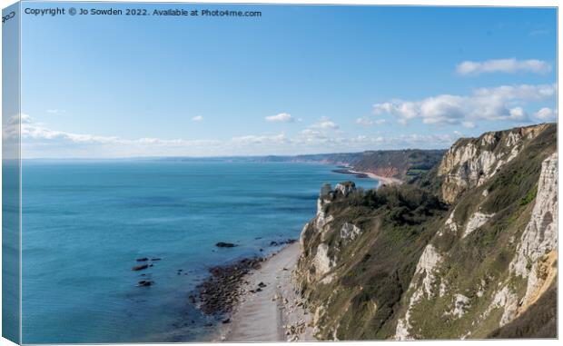 View from Beer Head towards Sidmouth, Devon Canvas Print by Jo Sowden