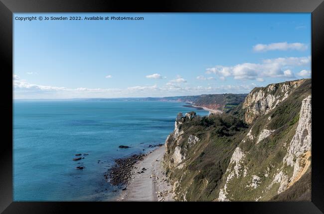 View from Beer Head towards Sidmouth, Devon Framed Print by Jo Sowden