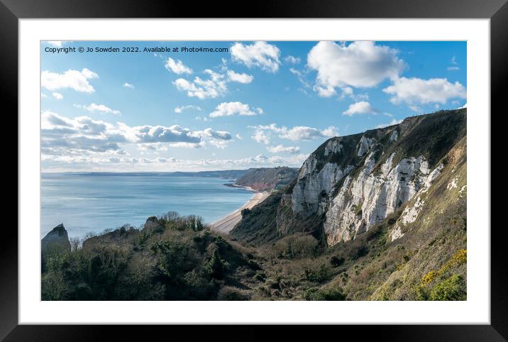 View from Beer Head towards Sidmouth, Devon Framed Mounted Print by Jo Sowden