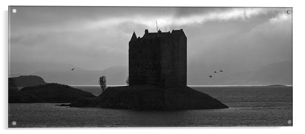 Castle Stalker, dusk silhouette Acrylic by Gary Eason