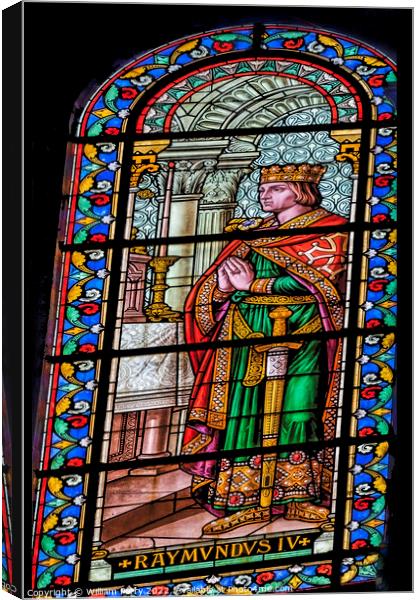 Raymond IV Toulouse Stained Glass Nimes Cathedral Gard France Canvas Print by William Perry