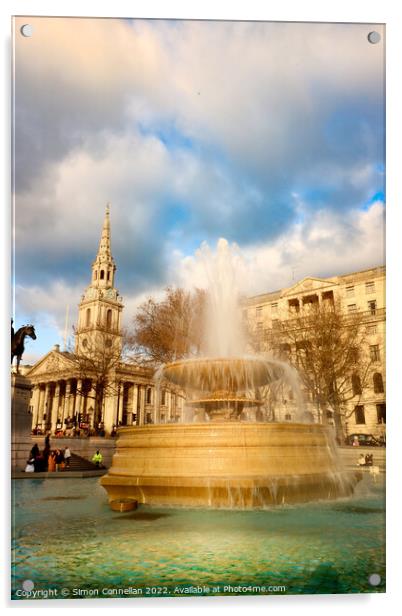 Trafalgar Square Fountains Acrylic by Simon Connellan