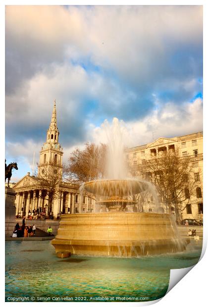Trafalgar Square Fountains Print by Simon Connellan