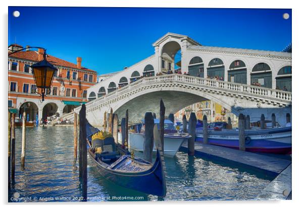Rialto Bridge Venice Acrylic by Angela Wallace