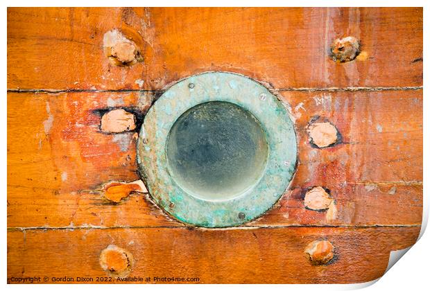 Old brass porthole - Dubai Creek Print by Gordon Dixon