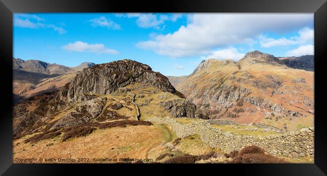 Side Pike and the Langdale Pikes Framed Print by Keith Douglas