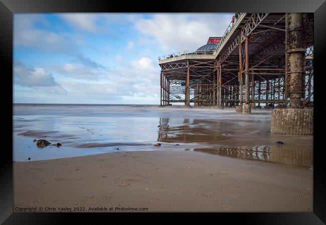 Long exposure at Cromer beach and pier, Norfolk Framed Print by Chris Yaxley