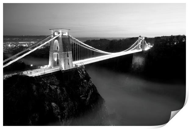 Clifton Suspension Bridge - B&W Print by David Neighbour