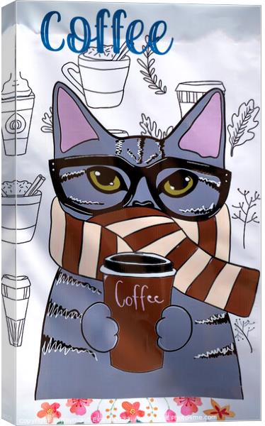 Coffee Cat Canvas Print by Raymond Evans