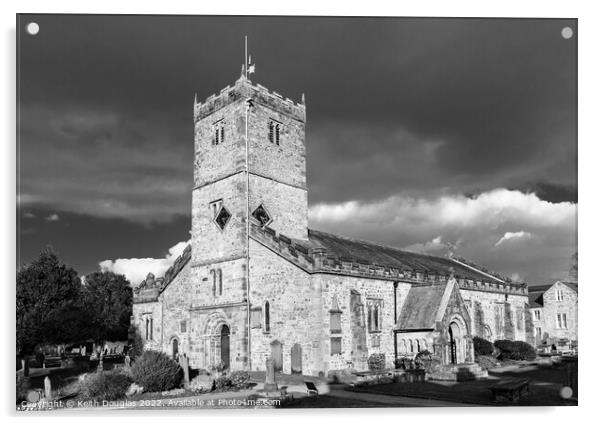 St Mary's Church, Kirkby Lonsdale (black and white Acrylic by Keith Douglas