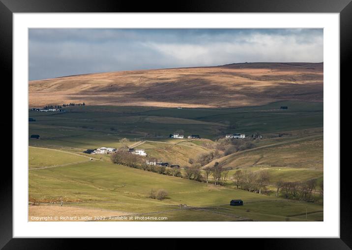 Ettersgill Farms from Holwick Fell, Teesdale Framed Mounted Print by Richard Laidler