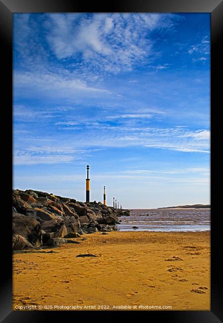 Looking Along the Sea Defences Framed Print by GJS Photography Artist