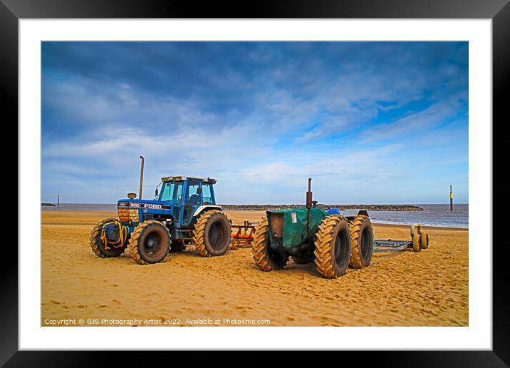 Tractors await the Boats Framed Mounted Print by GJS Photography Artist