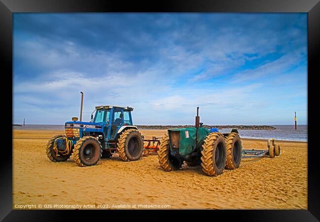 Tractors await the Boats Framed Print by GJS Photography Artist