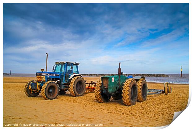 Tractors await the Boats Print by GJS Photography Artist