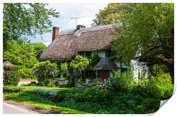 Thatched cottage, Rockbourne Print by Gerry Walden LRPS