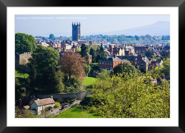 Ludlow Cityscape Shropshire England Framed Mounted Print by Pearl Bucknall