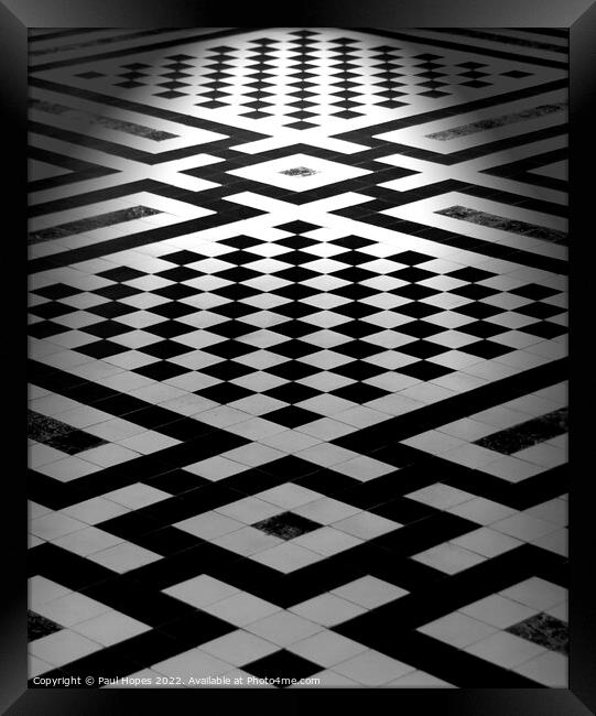 Tiled floor in monochrome Framed Print by Paul Hopes