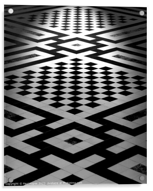 Tiled floor in monochrome Acrylic by Paul Hopes