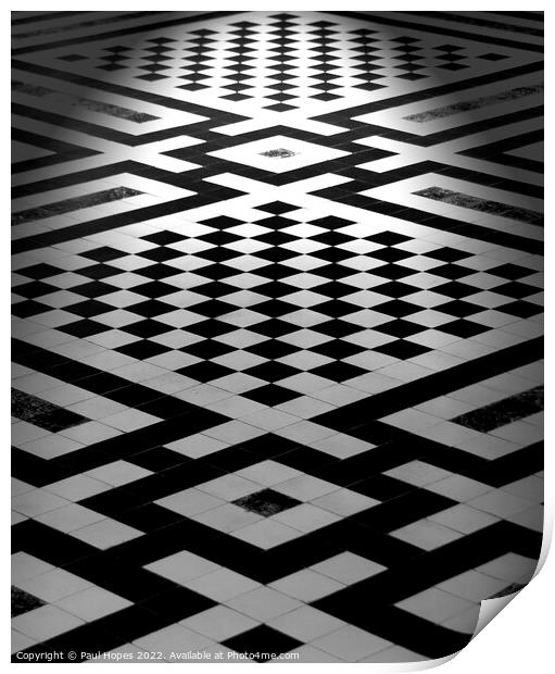 Tiled floor in monochrome Print by Paul Hopes
