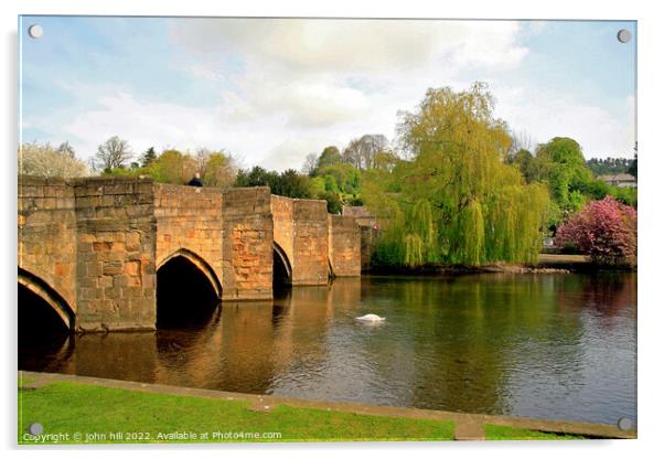 Medieval Bridge, Bakewell, Derbyshire. Acrylic by john hill
