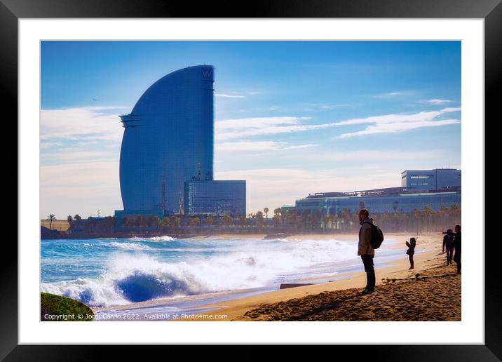 San Sebastian Beach in Barceloneta - C1701-8447-GL Framed Mounted Print by Jordi Carrio