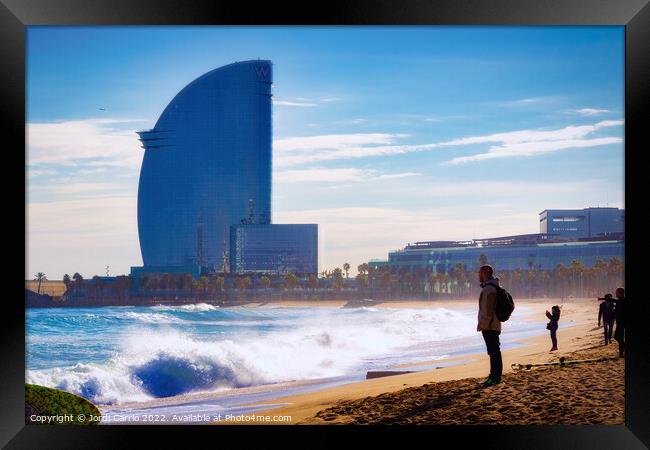 San Sebastian Beach in Barceloneta - C1701-8447-GL Framed Print by Jordi Carrio