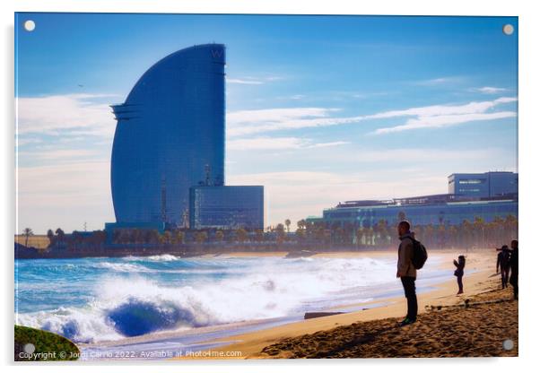 San Sebastian Beach in Barceloneta - C1701-8447-GL Acrylic by Jordi Carrio