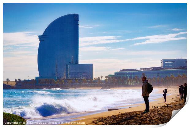 San Sebastian Beach in Barceloneta - C1701-8447-GL Print by Jordi Carrio