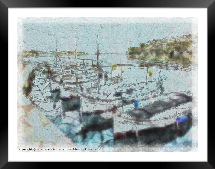 Serenity of the Fishing Boats Menorca Framed Mounted Print by Deanne Flouton