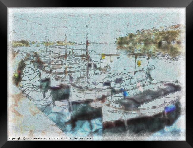 Serenity of the Fishing Boats Menorca Framed Print by Deanne Flouton