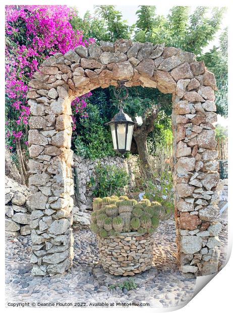 Stone Garden Archway Menorca Print by Deanne Flouton