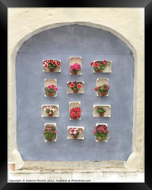 Blooming Wall Garden in Menorca Framed Print by Deanne Flouton