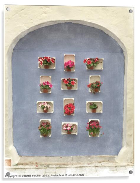 Blooming Wall Garden in Menorca Acrylic by Deanne Flouton
