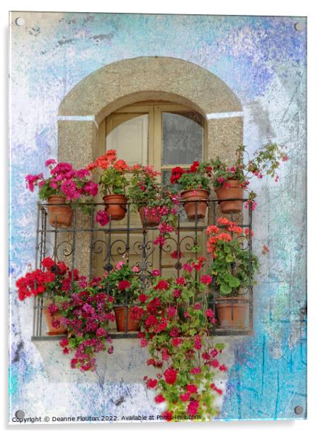 Geranium Balcony Blooms Acrylic by Deanne Flouton