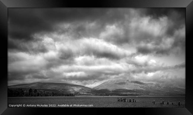 Scotland Loch Lomond Dramatic Panorama BW Framed Print by Antony McAulay