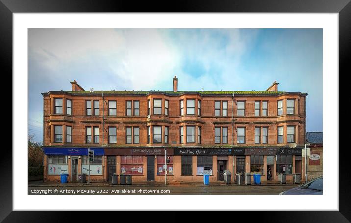 Clydebank Pavilion Court Tenement Framed Mounted Print by Antony McAulay
